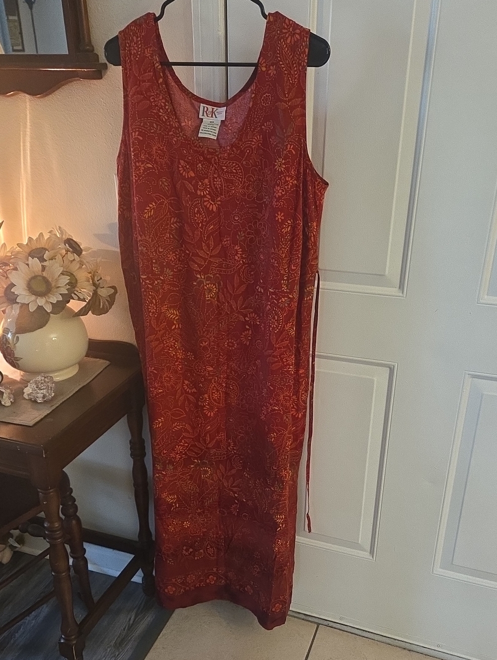 R&K Rust Red Floral Sleeveless Maxi Dress